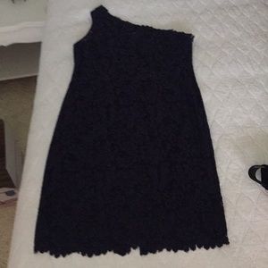 One shoulder elegant navy lace dress